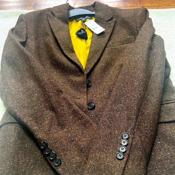 🆕Brooks Brothers Woolen Brown Blazer with Notched Lapels and Textured Fabric - Picture 4 of 12